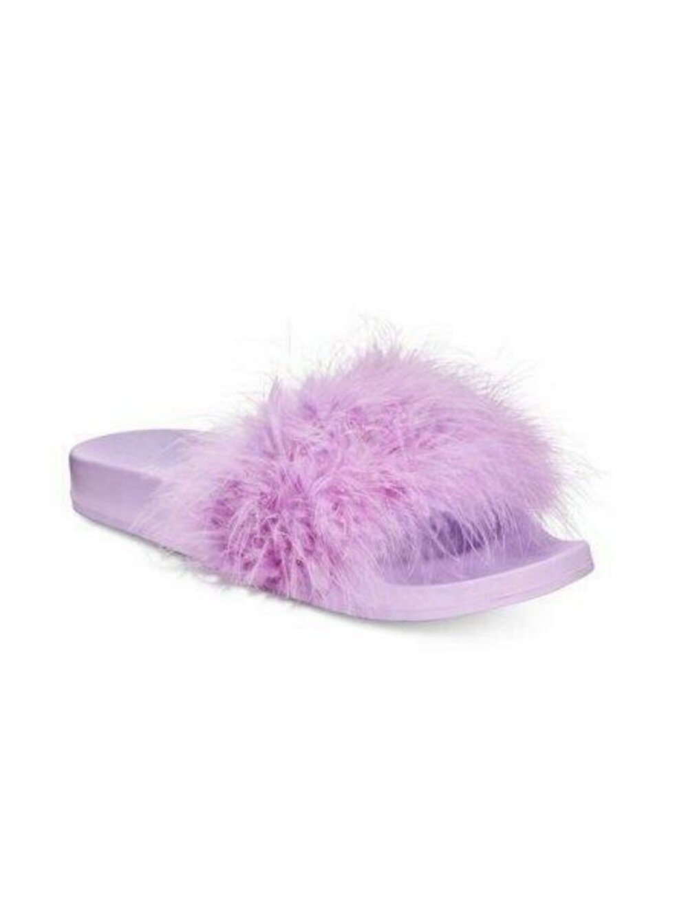 INC International Concepts Women's Faux-Marabou Slide Slippers, Purple, SZ. XL